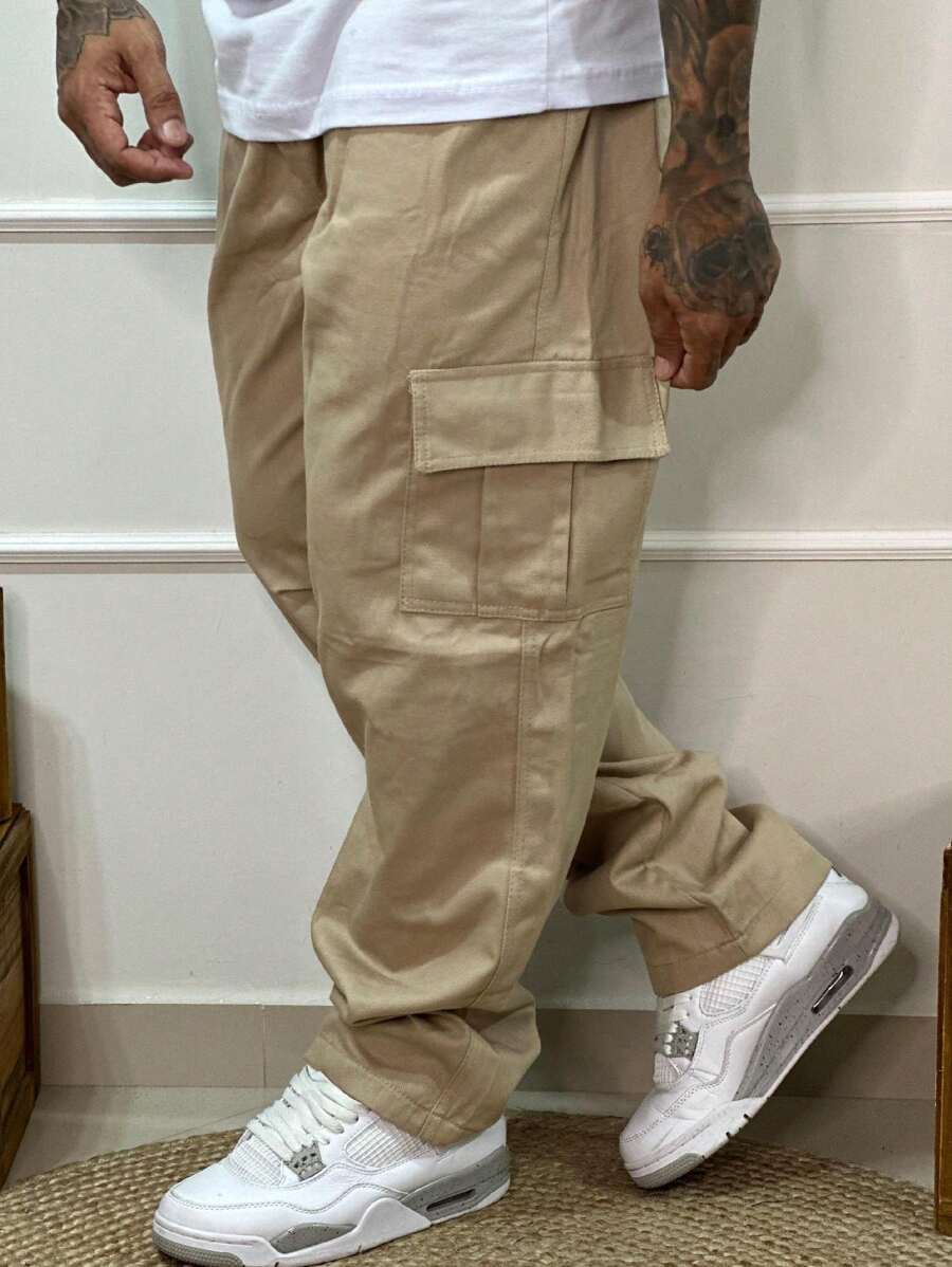 Calça Cargo Masculina em Sarja, Modelagem Oversized