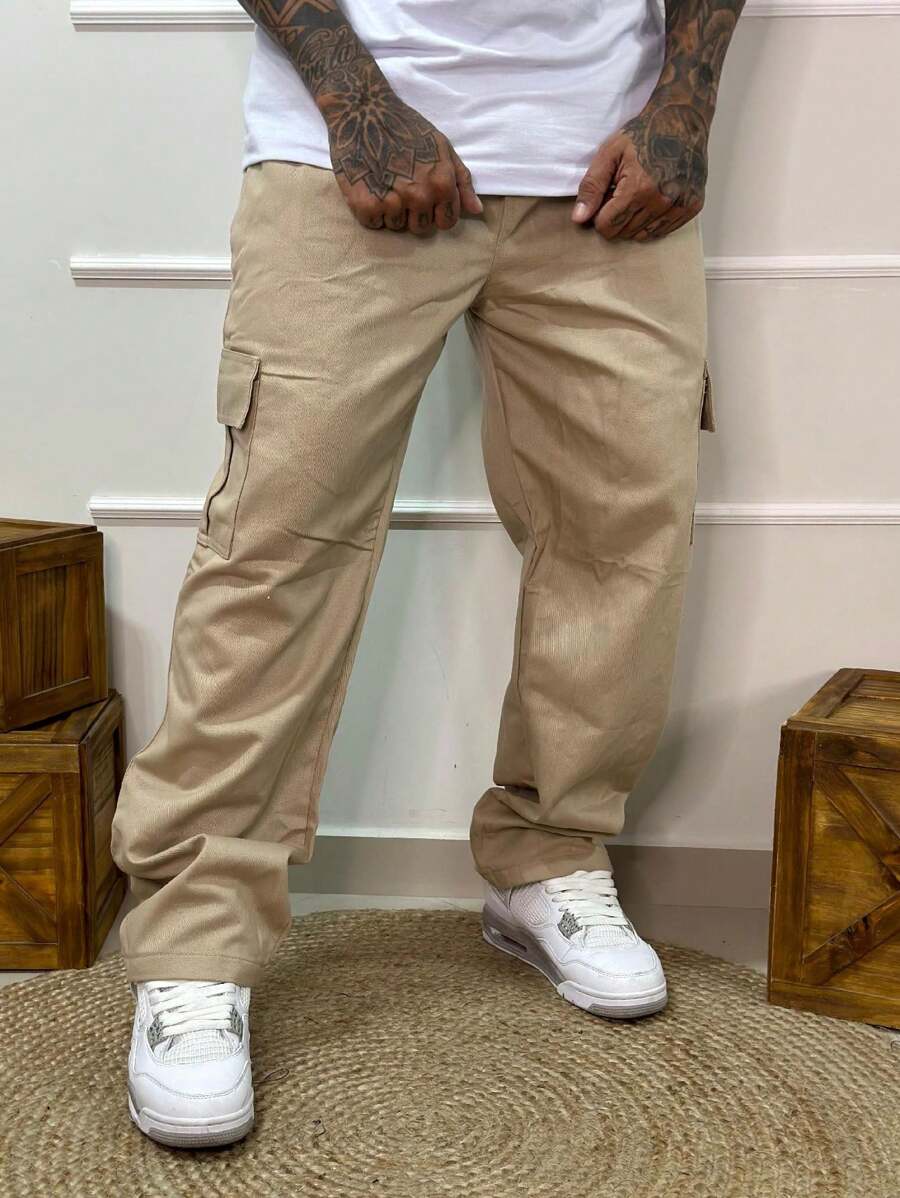 Calça Cargo Masculina em Sarja, Modelagem Oversized