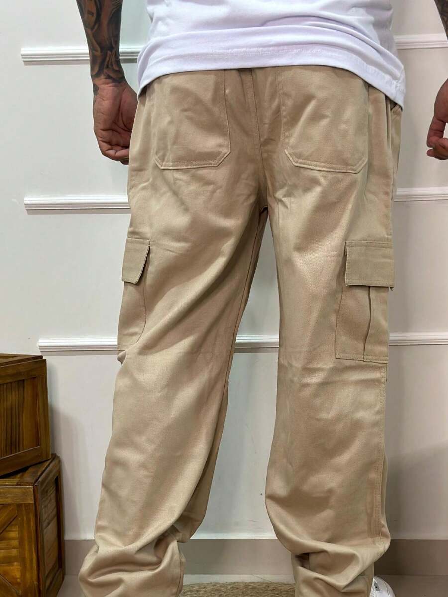 Calça Cargo Masculina em Sarja, Modelagem Oversized