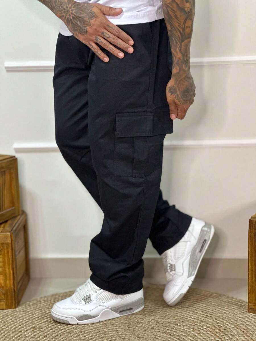 Calça Cargo Masculina em Sarja, Modelagem Oversized