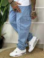 Calça Cargo Masculina em Sarja, Modelagem Oversized