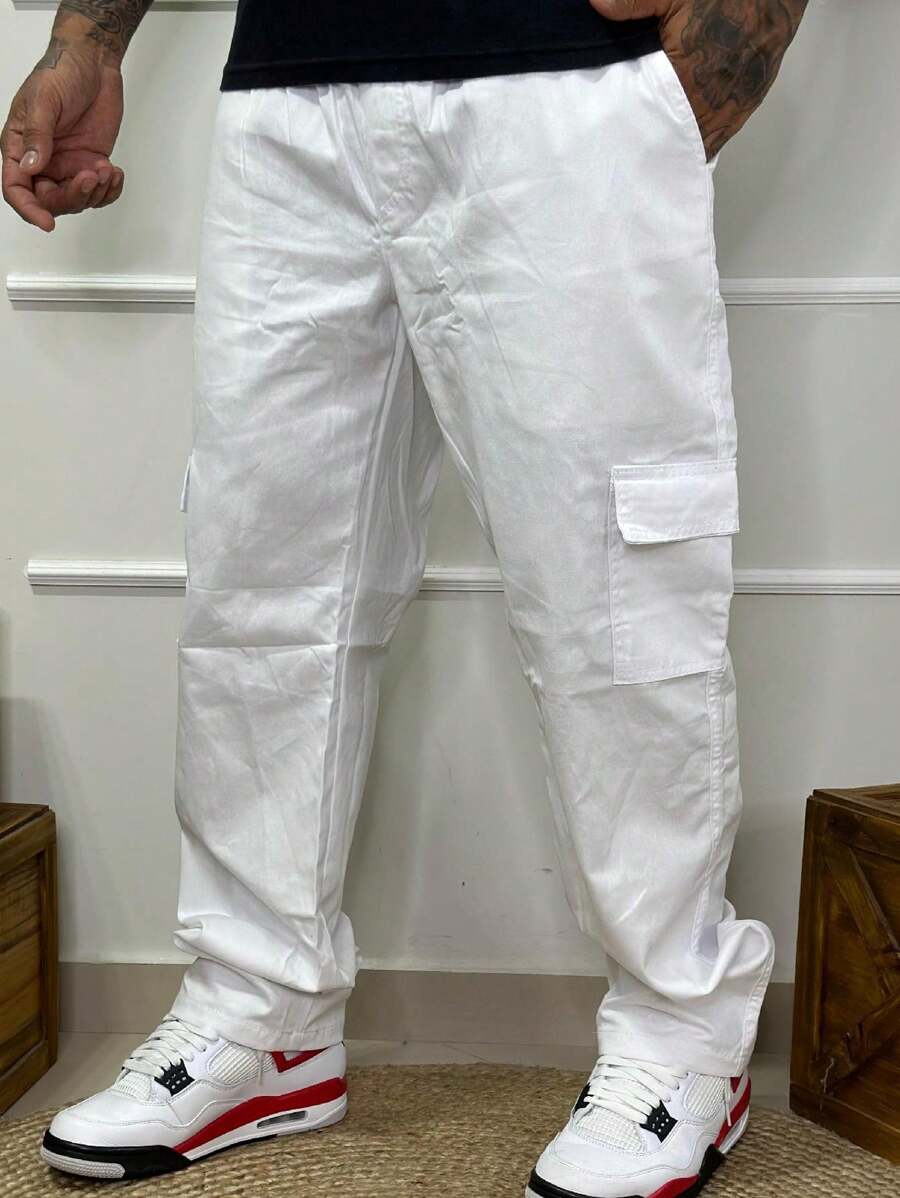 Calça Cargo Masculina em Sarja, Modelagem Oversized
