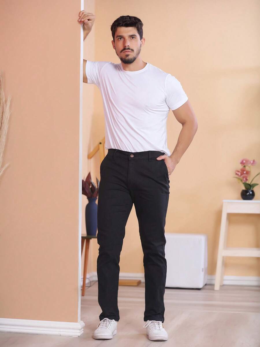 Calça Masculina em Sarja com Elastano Estilo Alfaiataria