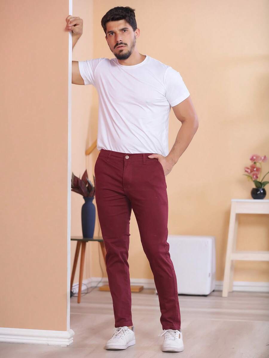 Calça Masculina em Sarja com Elastano Estilo Alfaiataria