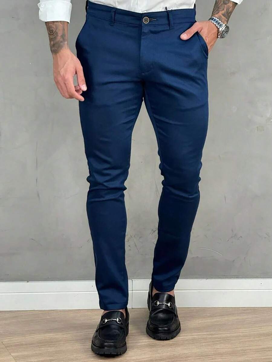 Calça Masculina Sarja Skinny com Lycra