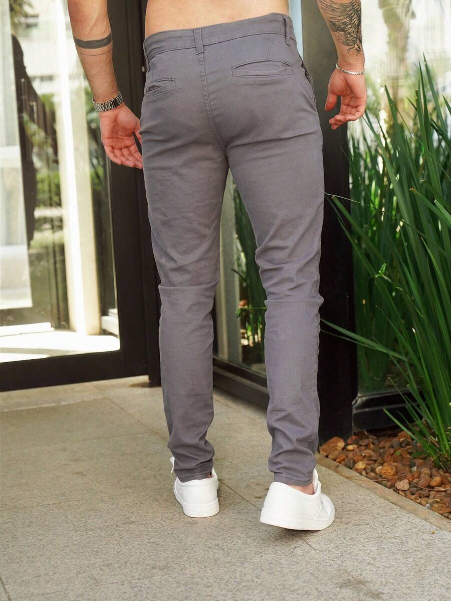 Calça Masculina Sarja Skinny com Lycra
