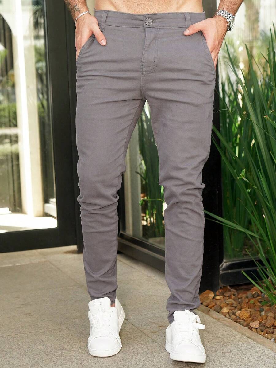 Calça Masculina Sarja Skinny com Lycra