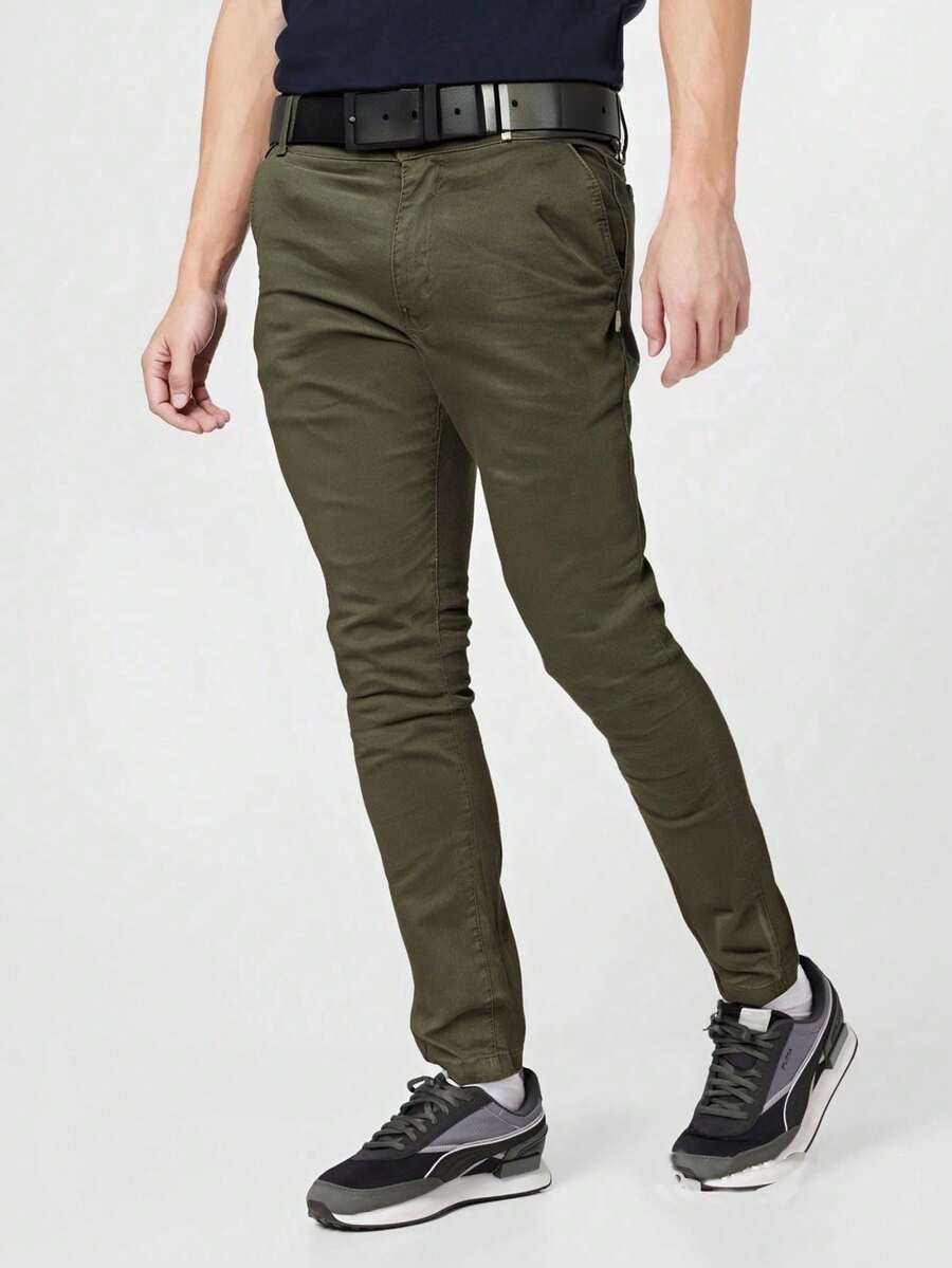 Calça Masculina Sarja Skinny com Lycra