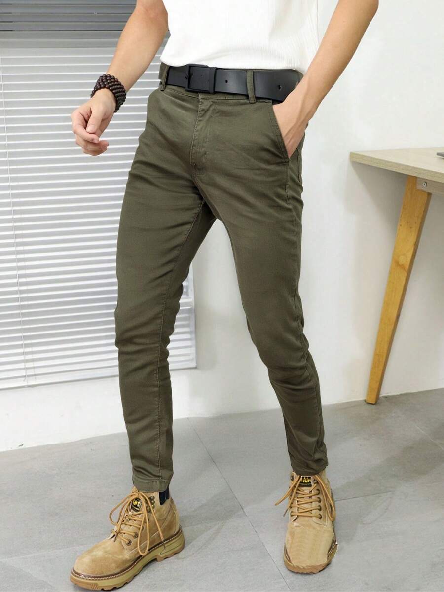 Calça Masculina Sarja Skinny com Lycra