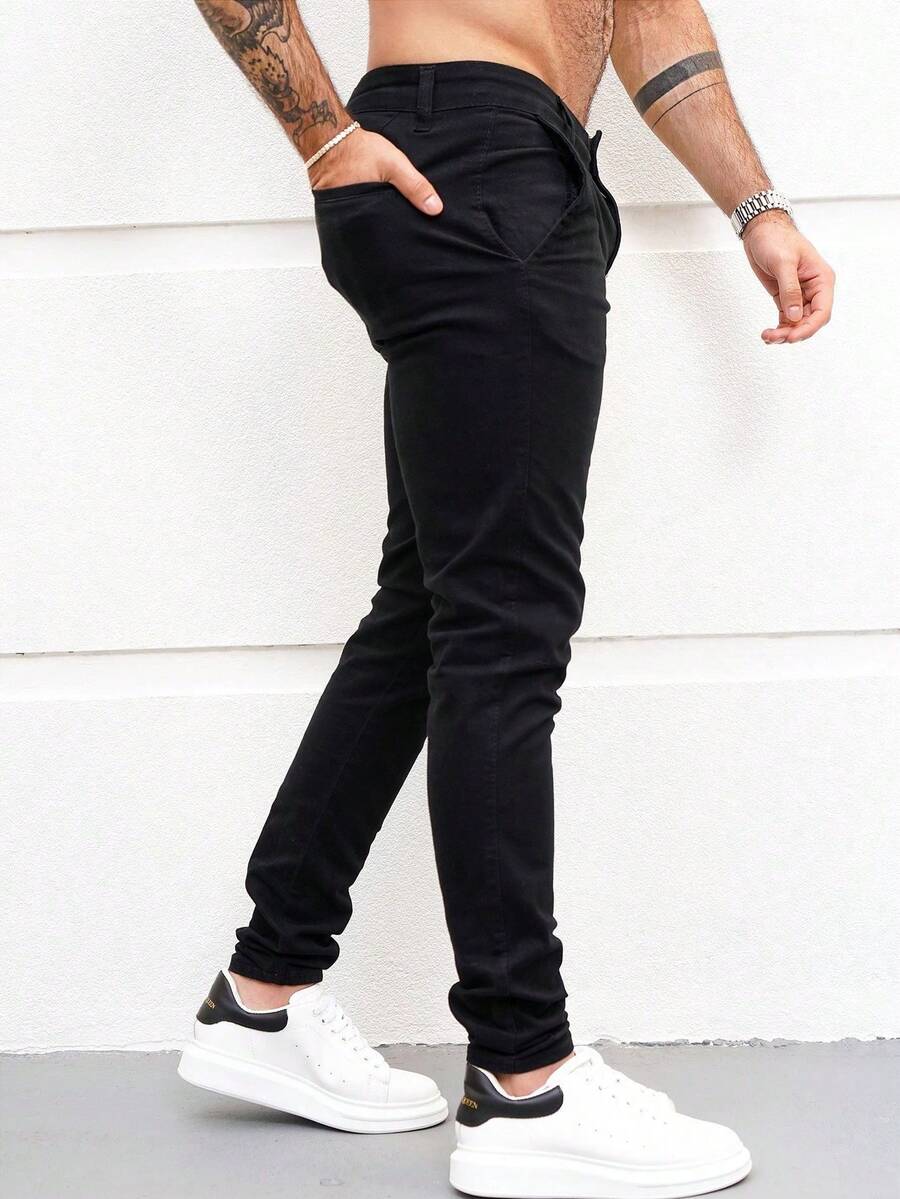 Calça Masculina Sarja Skinny com Lycra