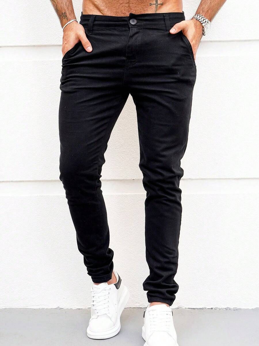 Calça Masculina Sarja Skinny com Lycra