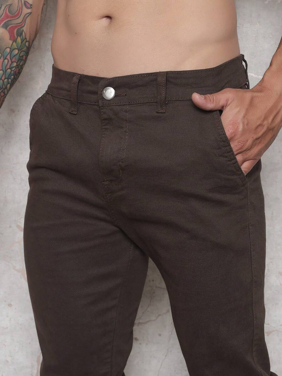 Calça Masculina em Sarja com Elastano Estilo Alfaiataria