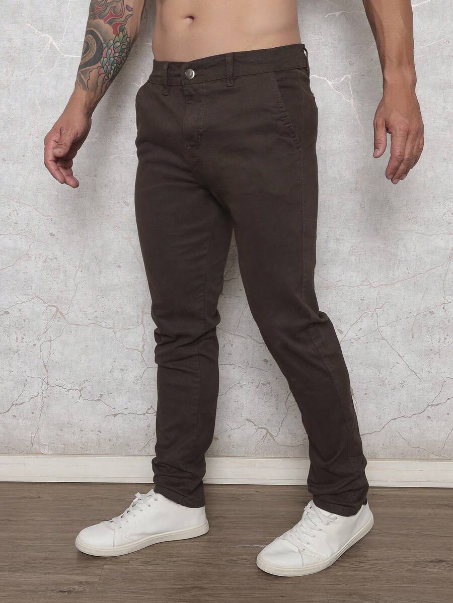 Calça Masculina em Sarja com Elastano Estilo Alfaiataria