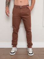 Calça Masculina em Sarja com Elastano Estilo Alfaiataria