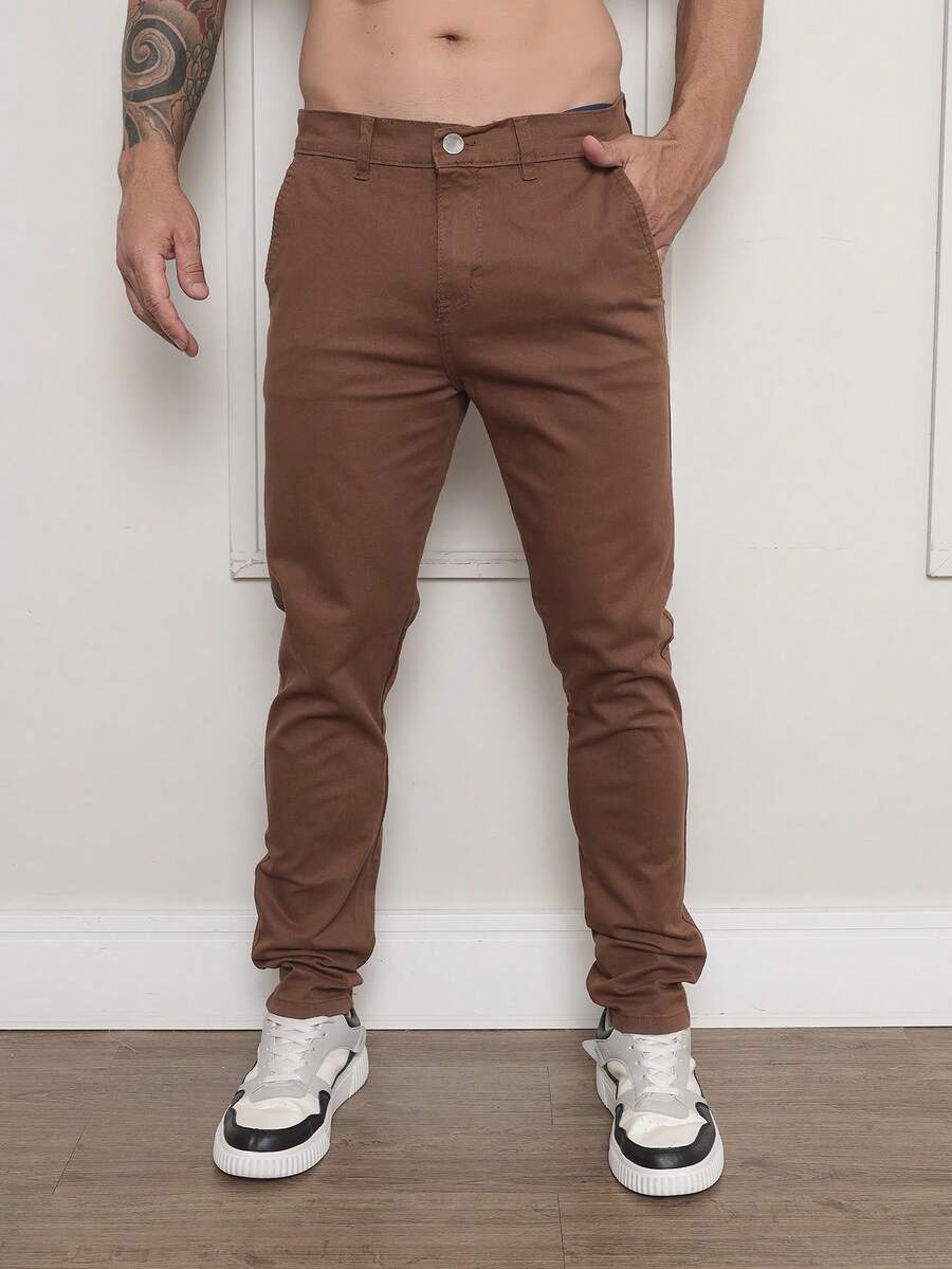 Calça Masculina em Sarja com Elastano Estilo Alfaiataria