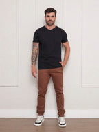Calça Masculina em Sarja com Elastano Estilo Alfaiataria