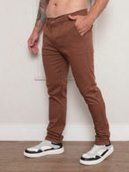 Calça Masculina em Sarja com Elastano Estilo Alfaiataria
