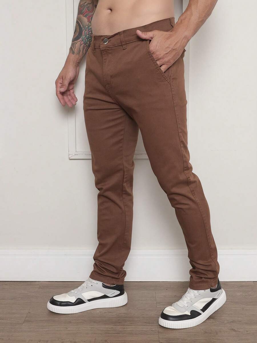 Calça Masculina em Sarja com Elastano Estilo Alfaiataria